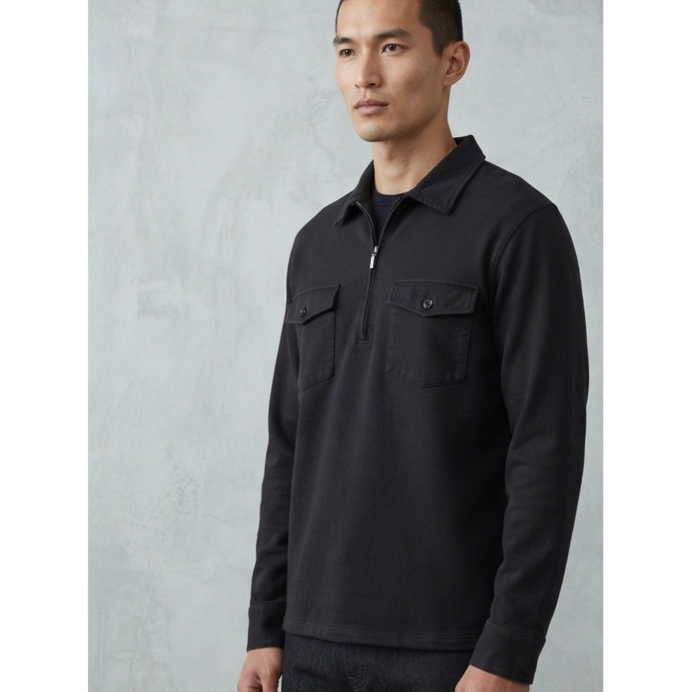 Pendleton The Spinnaker Black Cotton Quarter‎ Zip Pullover Utility Shirt Large